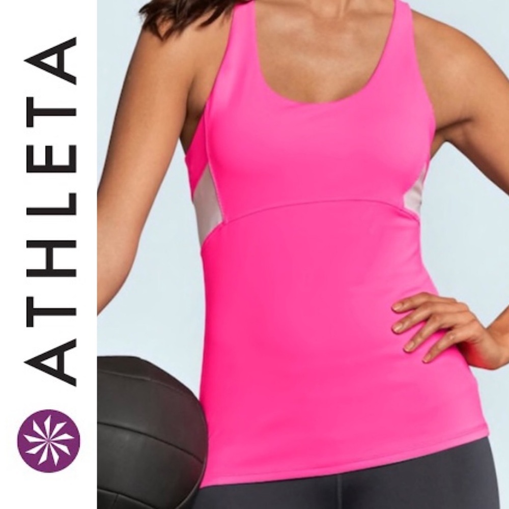 Athleta | Pink & White Mesh Start Up Tank